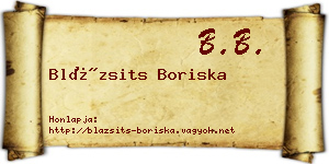 Blázsits Boriska névjegykártya